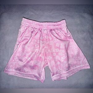 Azva Men's Pink Paisley Mesh Athletic Shorts